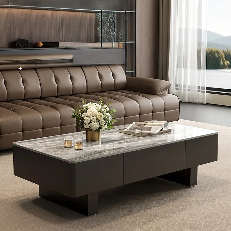 Coffee table COLOR1 COLOR2 White Black Solid wood Sintered Stone Eco-friendly Board htyjj-6589