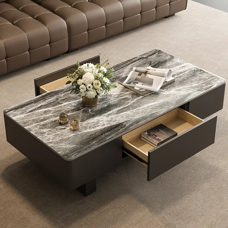 Coffee table COLOR1 COLOR2 White Black Solid wood Sintered Stone Eco-friendly Board htyjj-6589