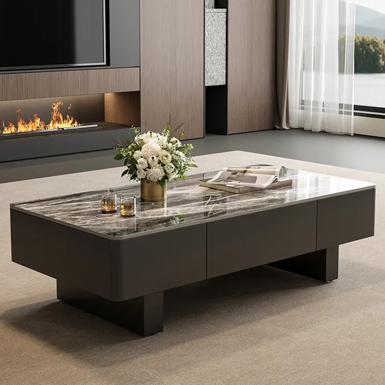 Coffee table COLOR1 COLOR2 White Black Solid wood Sintered Stone Eco-friendly Board htyjj-6589