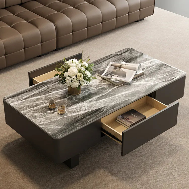Coffee table COLOR1 COLOR2 White Black Solid wood Sintered Stone Eco-friendly Board htyjj-6589
