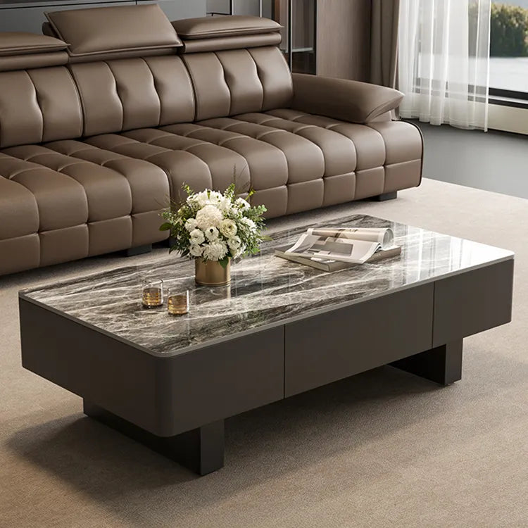 Coffee table COLOR1 COLOR2 White Black Solid wood Sintered Stone Eco-friendly Board htyjj-6589