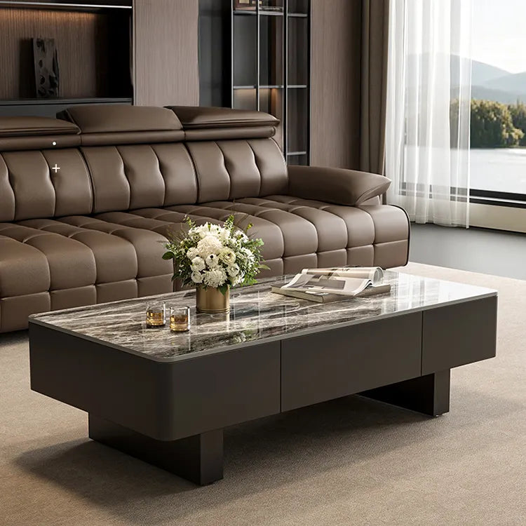 Coffee table COLOR1 COLOR2 White Black Solid wood Sintered Stone Eco-friendly Board htyjj-6589