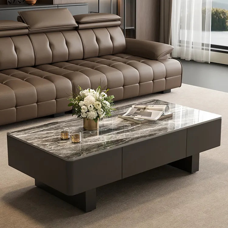 Coffee table COLOR1 COLOR2 White Black Solid wood Sintered Stone Eco-friendly Board htyjj-6589