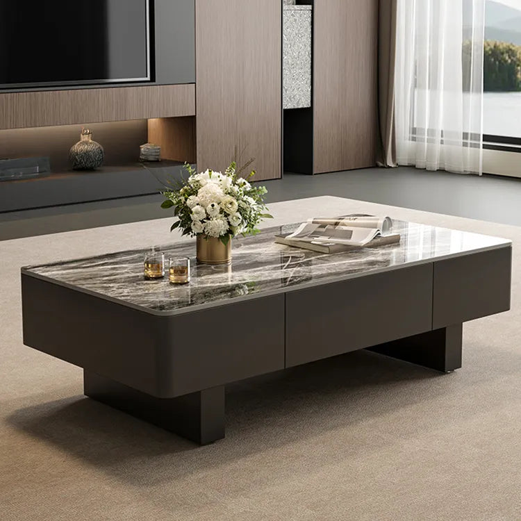 Coffee table COLOR1 COLOR2 White Black Solid wood Sintered Stone Eco-friendly Board htyjj-6589