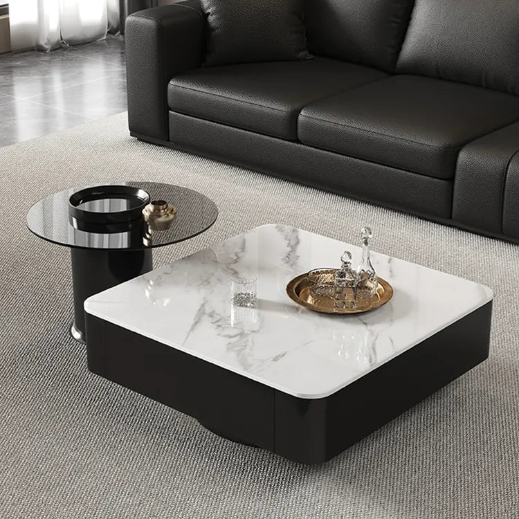 Coffee table COLOR1 COLOR2 White Black Solid wood Sintered Stone htyjj-6590