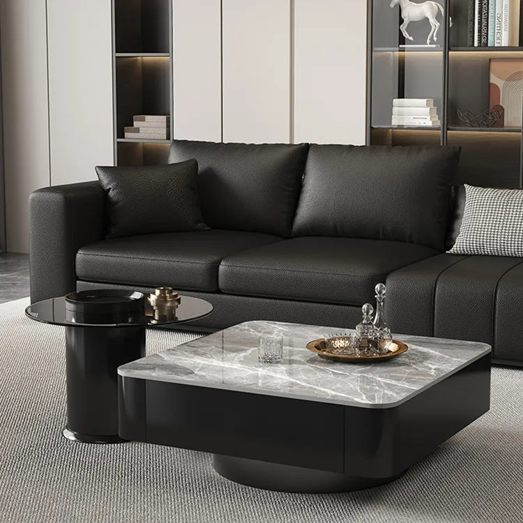 Coffee table COLOR1 COLOR2 White Black Solid wood Sintered Stone htyjj-6590
