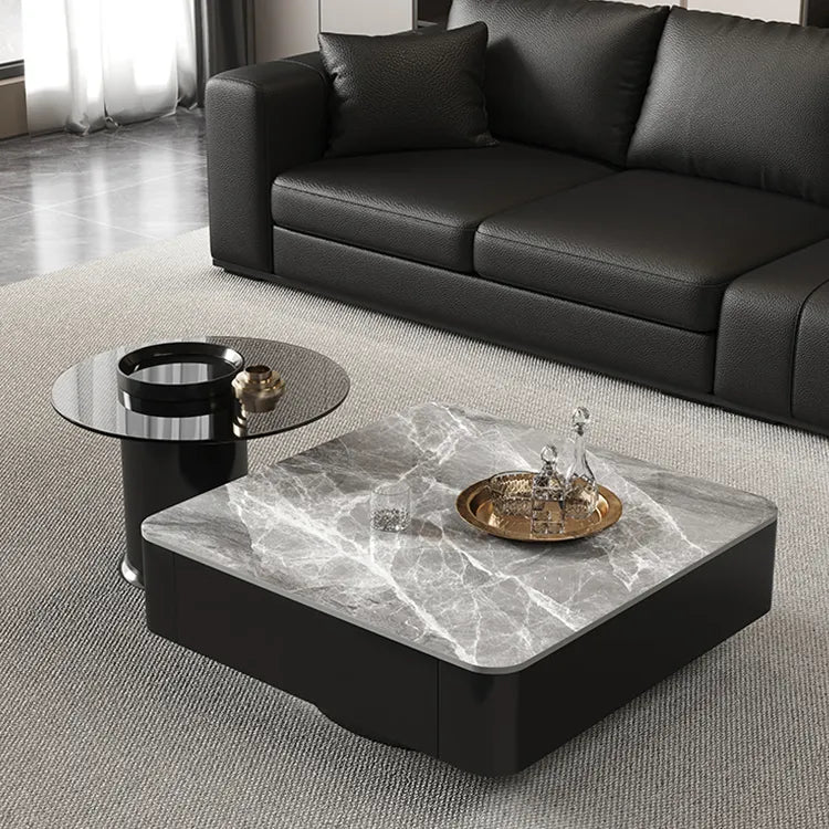 Coffee table COLOR1 COLOR2 White Black Solid wood Sintered Stone htyjj-6590