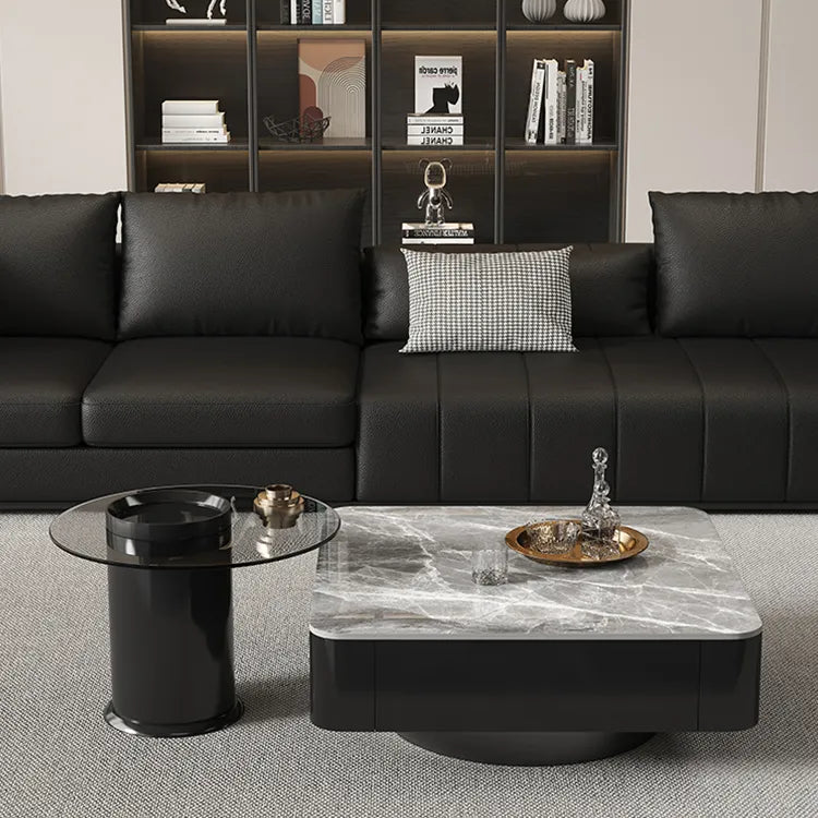 Coffee table COLOR1 COLOR2 White Black Solid wood Sintered Stone htyjj-6590