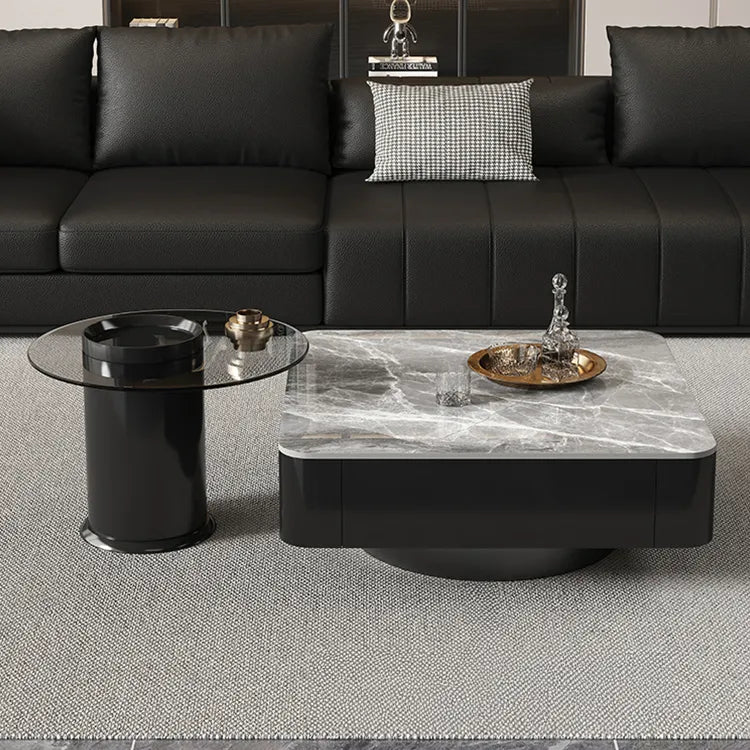 Coffee table COLOR1 COLOR2 White Black Solid wood Sintered Stone htyjj-6590