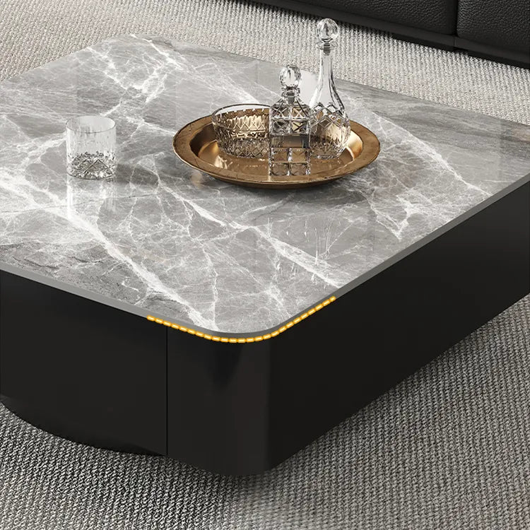 Coffee table COLOR1 COLOR2 White Black Solid wood Sintered Stone htyjj-6590