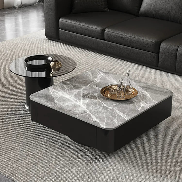 Coffee table COLOR1 COLOR2 White Black Solid wood Sintered Stone htyjj-6590