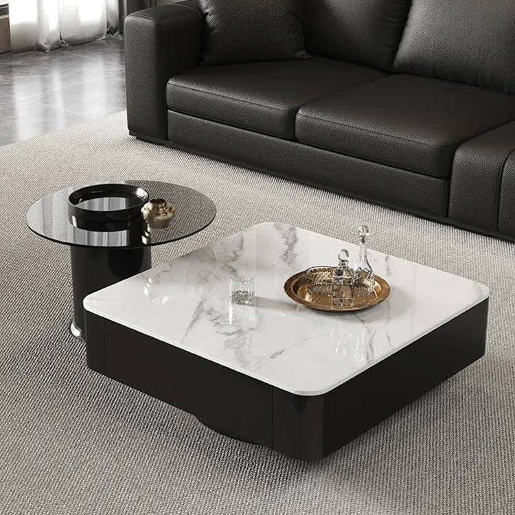 Coffee table COLOR1 COLOR2 White Black Solid wood Sintered Stone htyjj-6590
