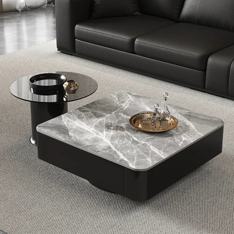 Coffee table COLOR1 COLOR2 White Black Solid wood Sintered Stone htyjj-6590