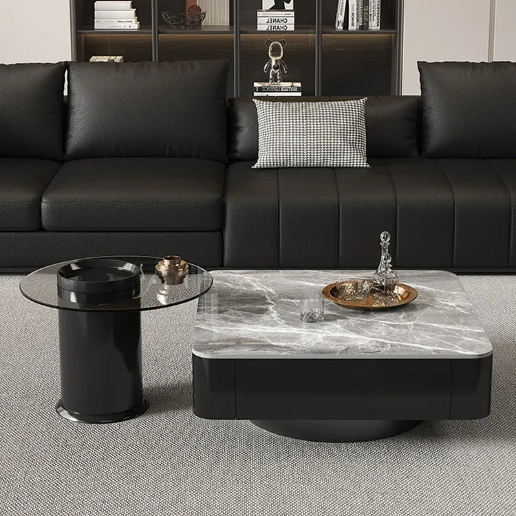 Coffee table COLOR1 COLOR2 White Black Solid wood Sintered Stone htyjj-6590