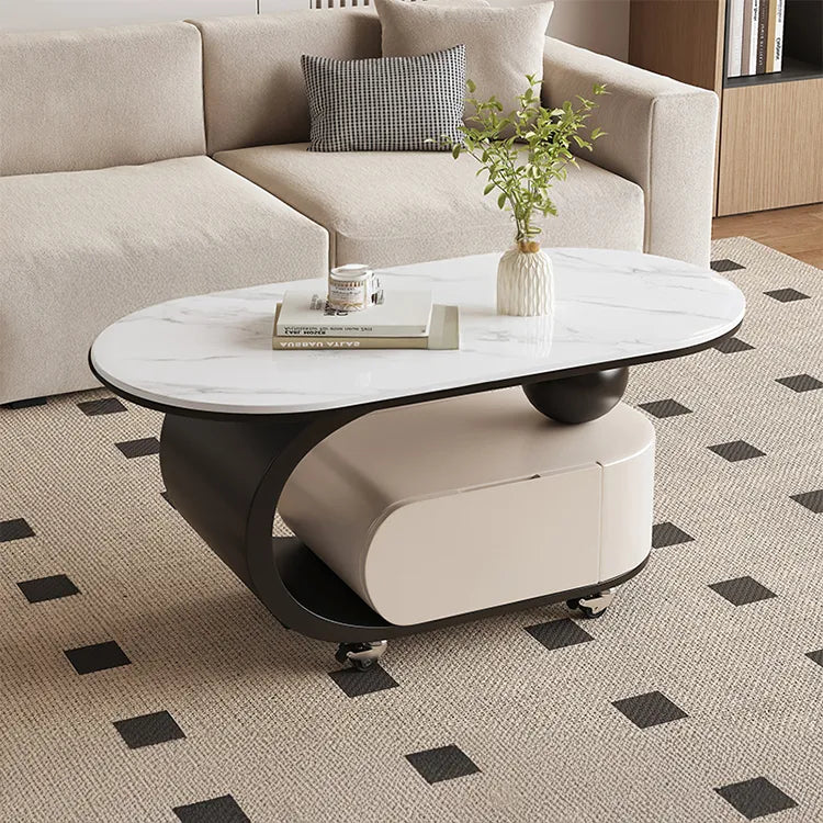 Coffee table Black White COLOR1 Solid wood Sintered Stone htyjj-6591