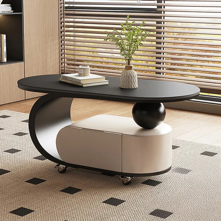 Coffee table Black White COLOR1 Solid wood Sintered Stone htyjj-6591