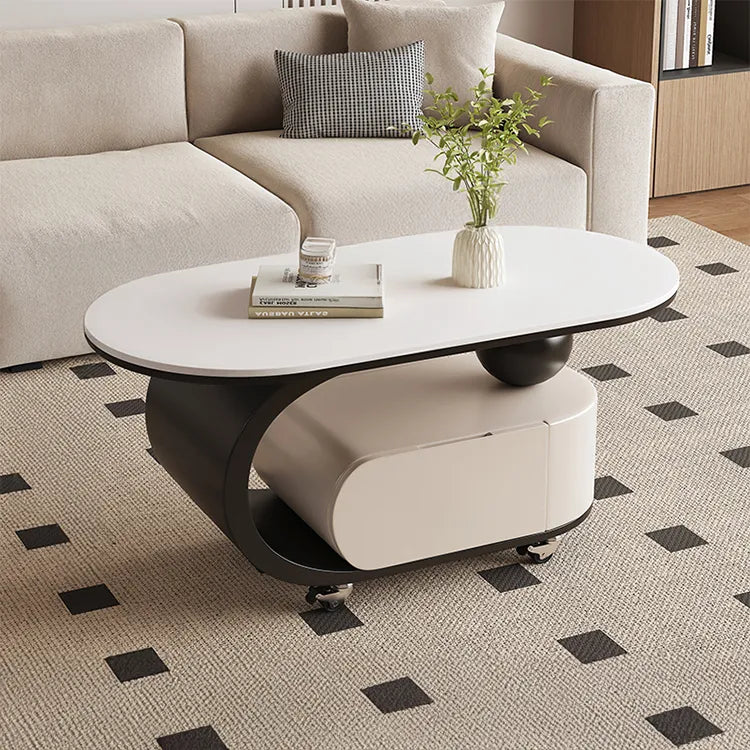 Coffee table Black White COLOR1 Solid wood Sintered Stone htyjj-6591