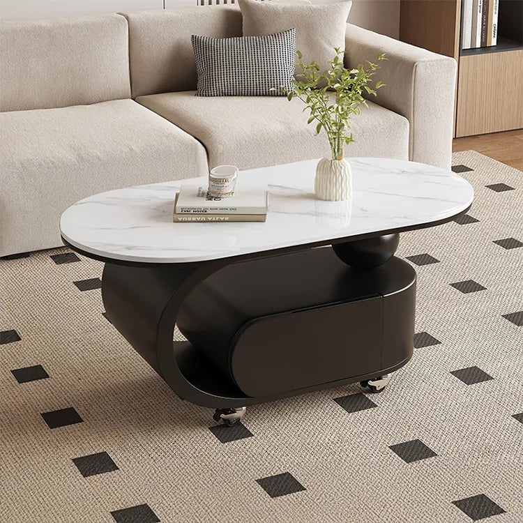 Coffee table Black White COLOR1 Solid wood Sintered Stone htyjj-6591