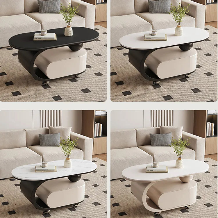 Coffee table Black White COLOR1 Solid wood Sintered Stone htyjj-6591