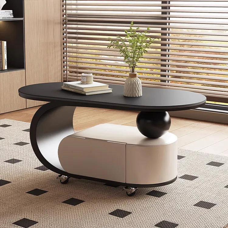 Coffee table Black White COLOR1 Solid wood Sintered Stone htyjj-6591