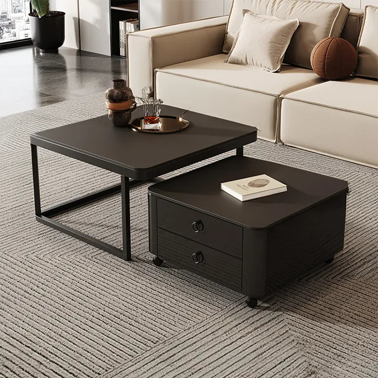 Coffee table SET1 SET2 Black SET3 Sintered Stone Tempered glass Solid wood htyjj-6592