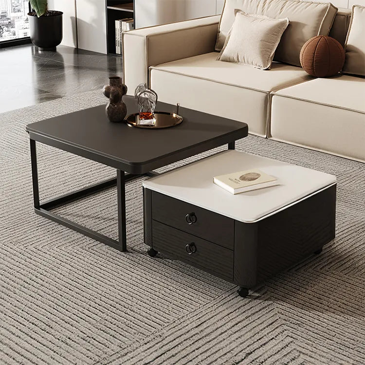 Coffee table SET1 SET2 Black SET3 Sintered Stone Tempered glass Solid wood htyjj-6592