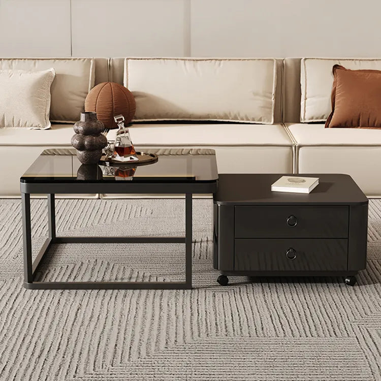 Coffee table SET1 SET2 Black SET3 Sintered Stone Tempered glass Solid wood htyjj-6592