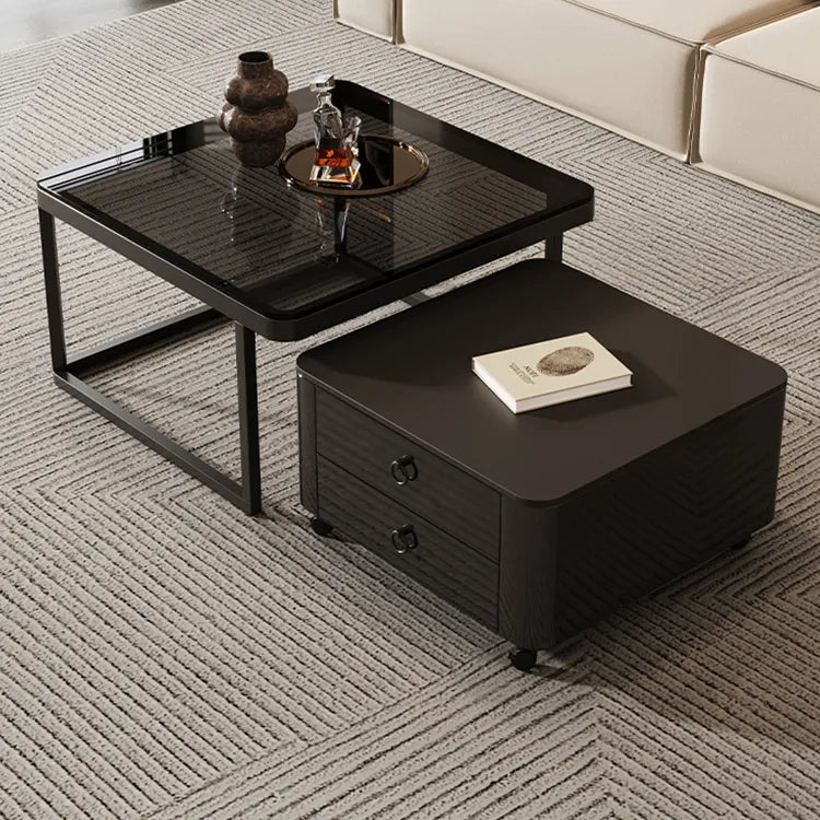 Coffee table SET1 SET2 Black SET3 Sintered Stone Tempered glass Solid wood htyjj-6592