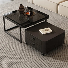 Coffee table SET1 SET2 Black SET3 Sintered Stone Tempered glass Solid wood htyjj-6592