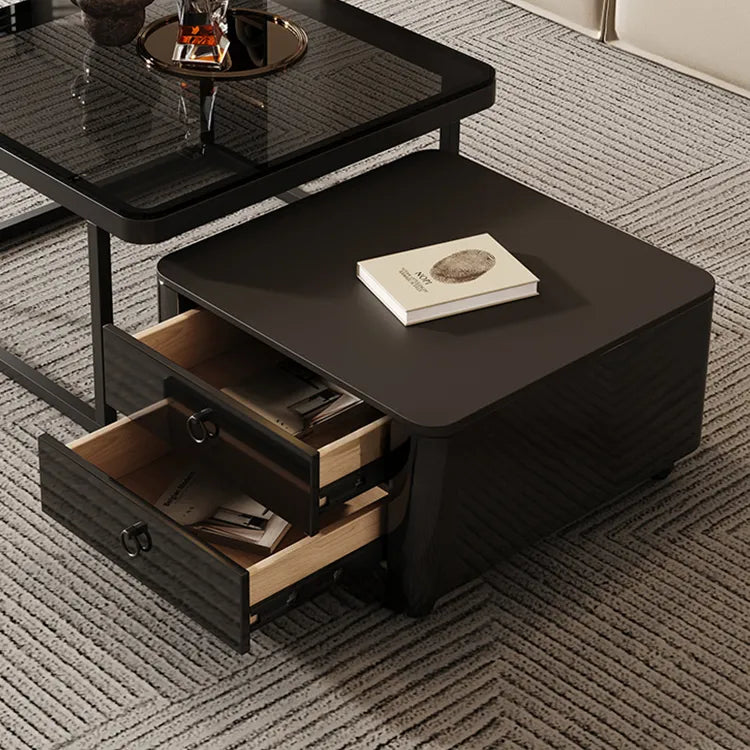 Coffee table SET1 SET2 Black SET3 Sintered Stone Tempered glass Solid wood htyjj-6592