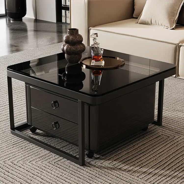 Coffee table SET1 SET2 Black SET3 Sintered Stone Tempered glass Solid wood htyjj-6592