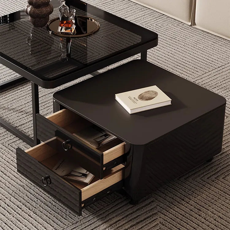 Coffee table SET1 SET2 Black SET3 Sintered Stone Tempered glass Solid wood htyjj-6592