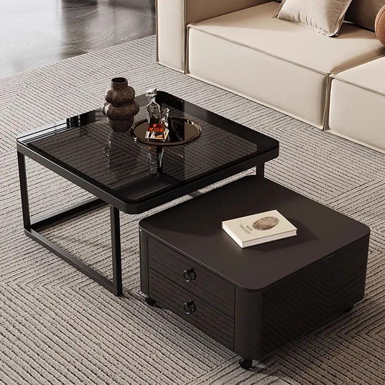 Coffee table SET1 SET2 Black SET3 Sintered Stone Tempered glass Solid wood htyjj-6592