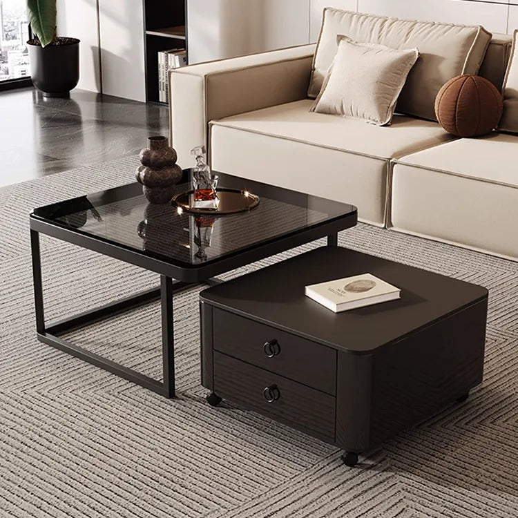 Coffee table SET1 SET2 Black SET3 Sintered Stone Tempered glass Solid wood htyjj-6592