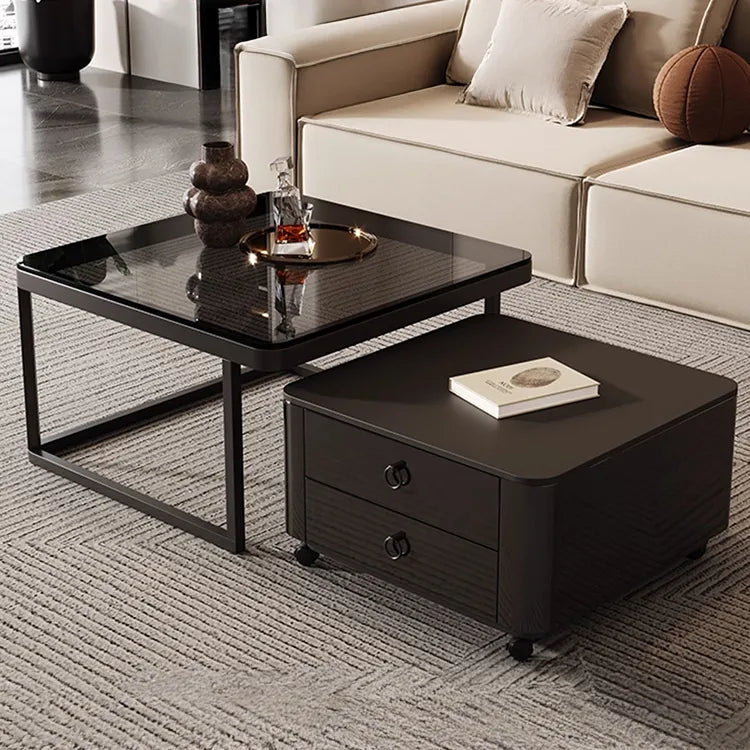 Coffee table SET1 SET2 Black SET3 Sintered Stone Tempered glass Solid wood htyjj-6592