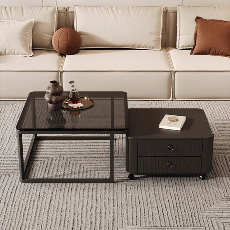 Coffee table SET1 SET2 Black SET3 Sintered Stone Tempered glass Solid wood htyjj-6592