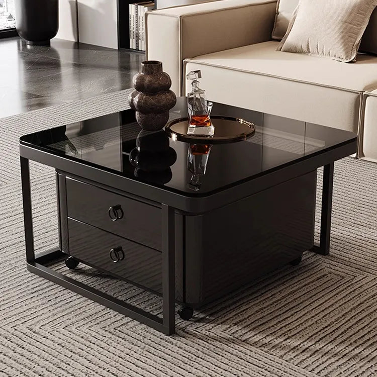 Coffee table SET1 SET2 Black SET3 Sintered Stone Tempered glass Solid wood htyjj-6592