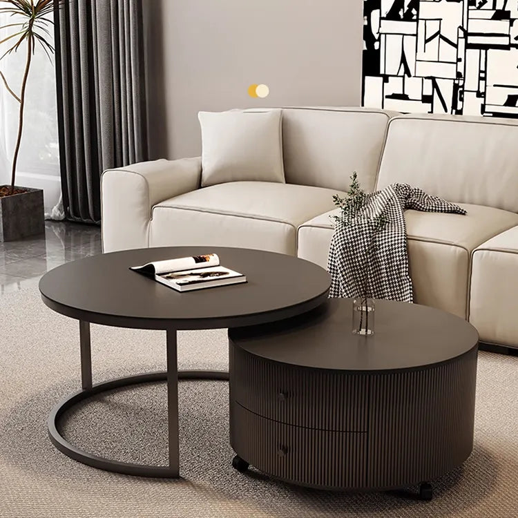 Coffee table Black SET1 Sintered Stone Solid wood htyjj-6598