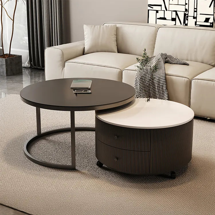 Coffee table Black SET1 Sintered Stone Solid wood htyjj-6598