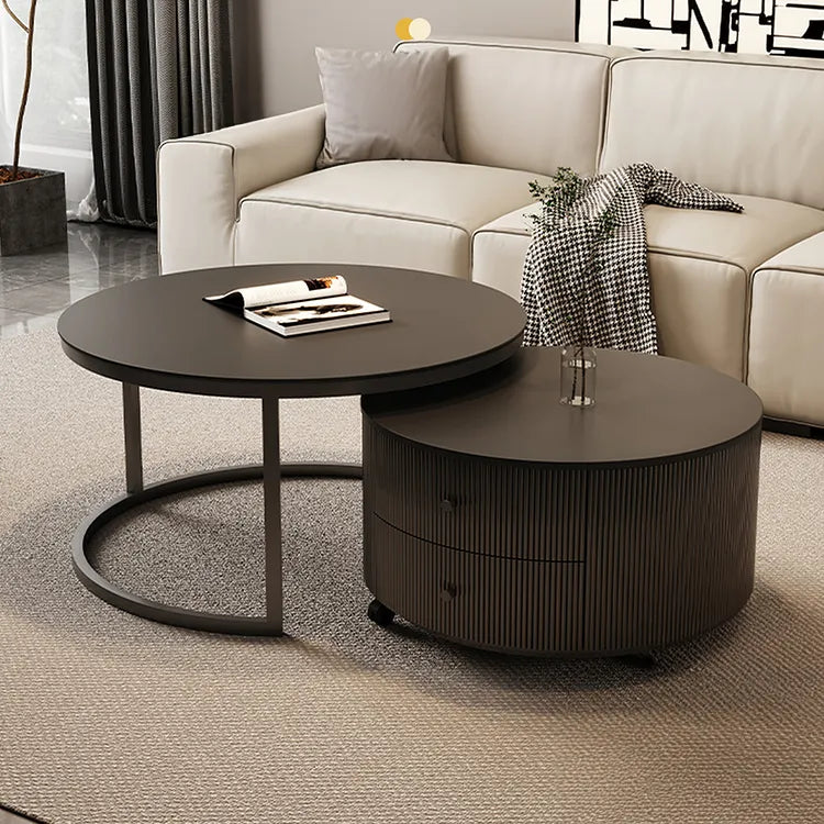 Coffee table Black SET1 Sintered Stone Solid wood htyjj-6598