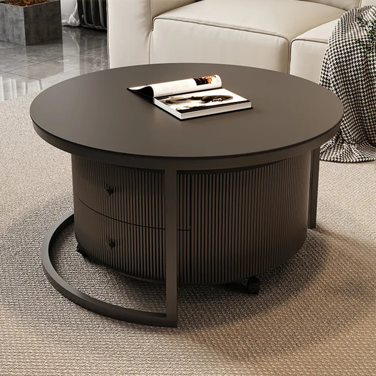 Coffee table Black SET1 Sintered Stone Solid wood htyjj-6598