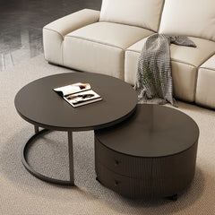 Coffee table Black SET1 Sintered Stone Solid wood htyjj-6598