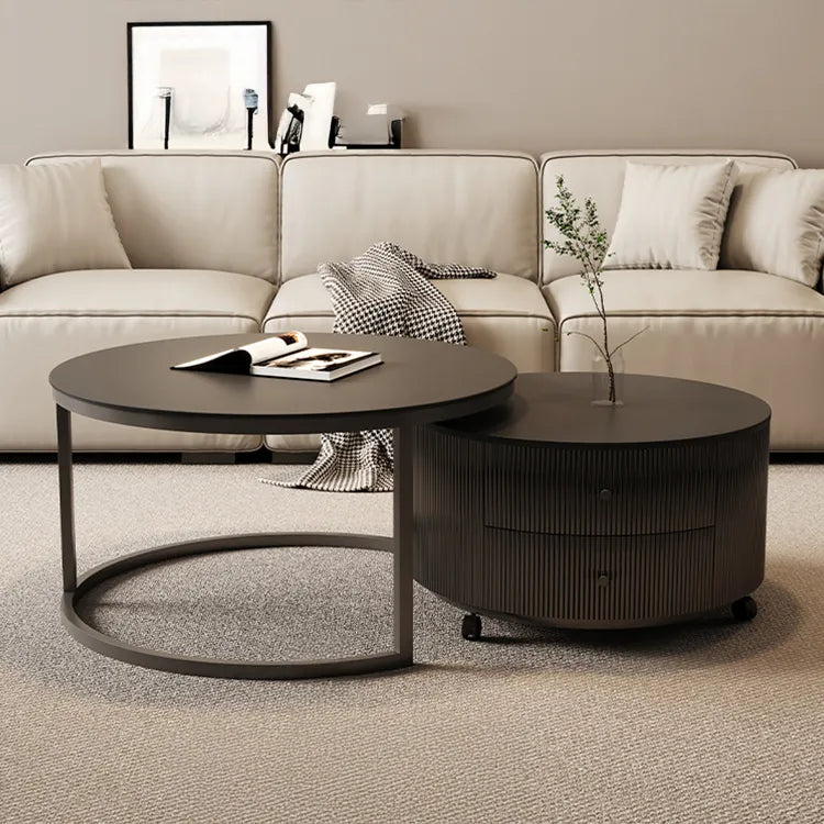 Coffee table Black SET1 Sintered Stone Solid wood htyjj-6598