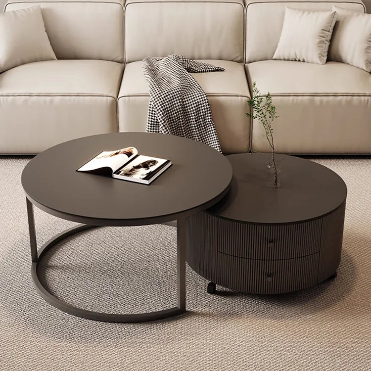 Coffee table Black SET1 Sintered Stone Solid wood htyjj-6598