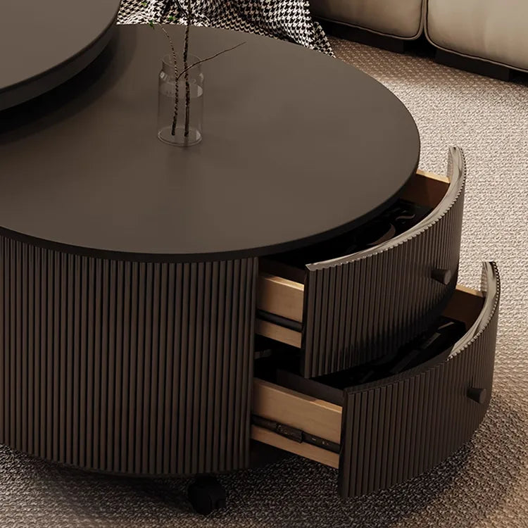 Coffee table Black SET1 Sintered Stone Solid wood htyjj-6598