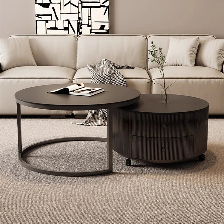 Coffee table Black SET1 Sintered Stone Solid wood htyjj-6598