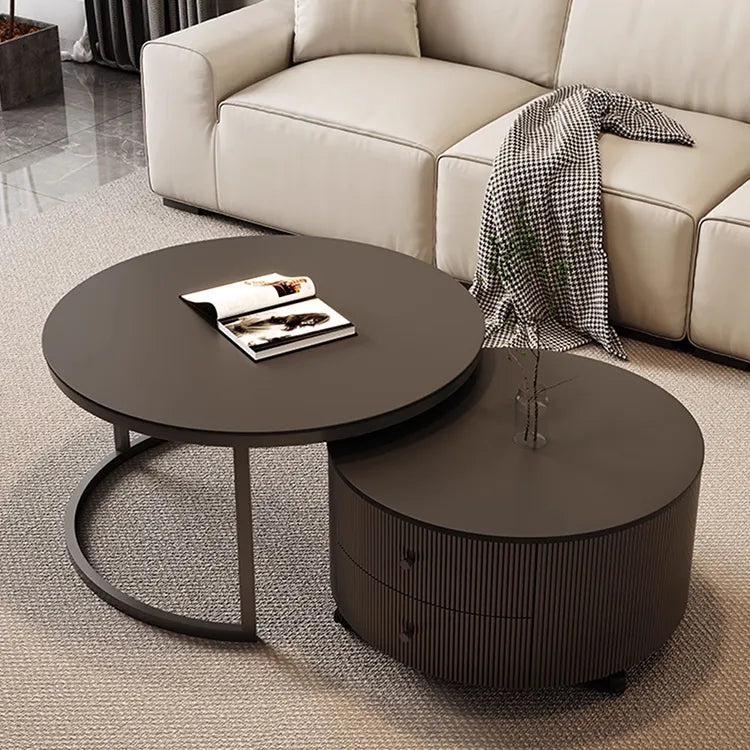 Coffee table Black SET1 Sintered Stone Solid wood htyjj-6598