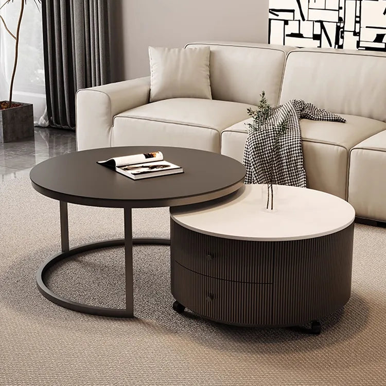 Coffee table Black SET1 Sintered Stone Solid wood htyjj-6598