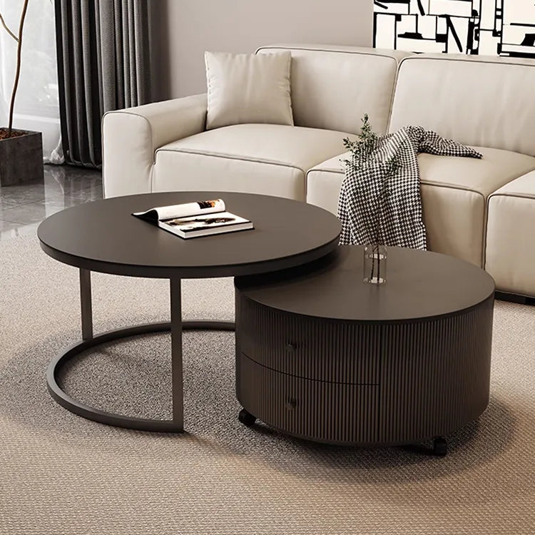 Coffee table Black SET1 Sintered Stone Solid wood htyjj-6598