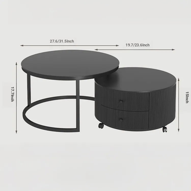 Coffee table Black SET1 Sintered Stone Solid wood htyjj-6598